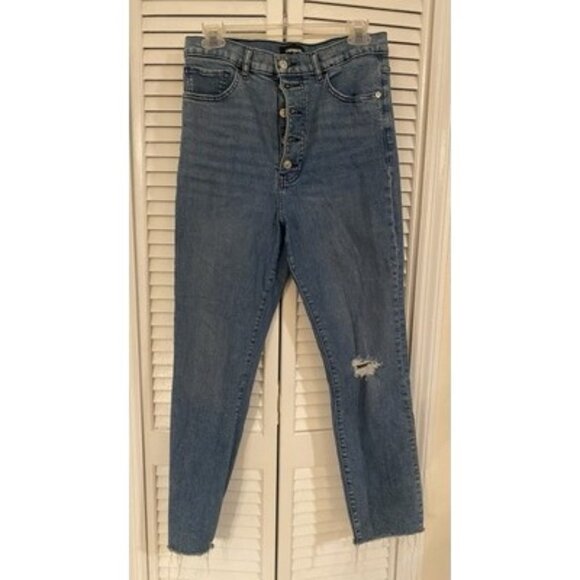 Express women's Size 10R Slim Super High Rise Jeans Blue Light Wash - Picture 1 of 9